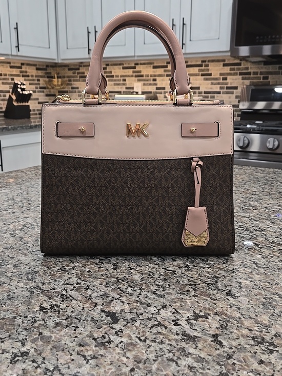 Michael Kors Handbags - Michael Kors Reagan Signature Brown Medium Satchel